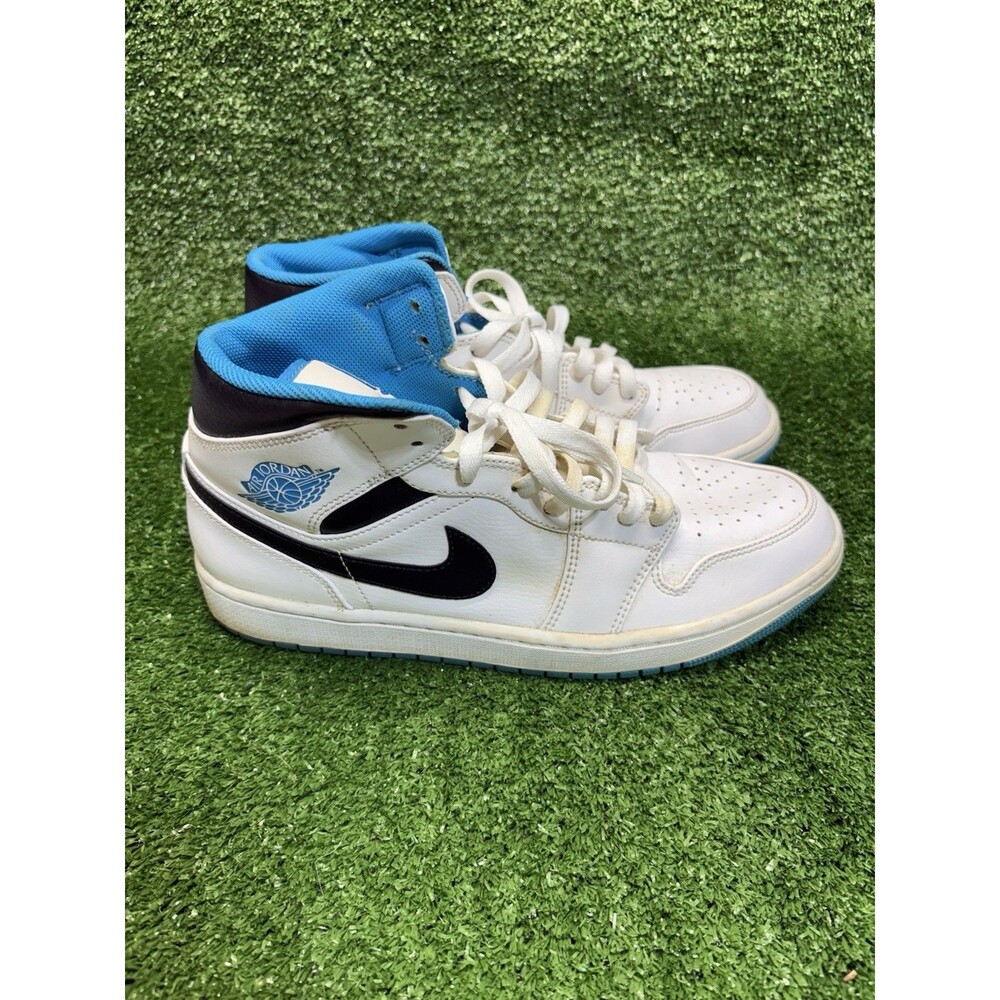 Nike Air Jordan 1 Mid Laser Blue White Men’s 554724-141 Sneakers Shoes Size 10.5